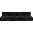 Bowery Hill Contemporary 4-Piece Black Corduroy Performance Fabric Modular Sofa