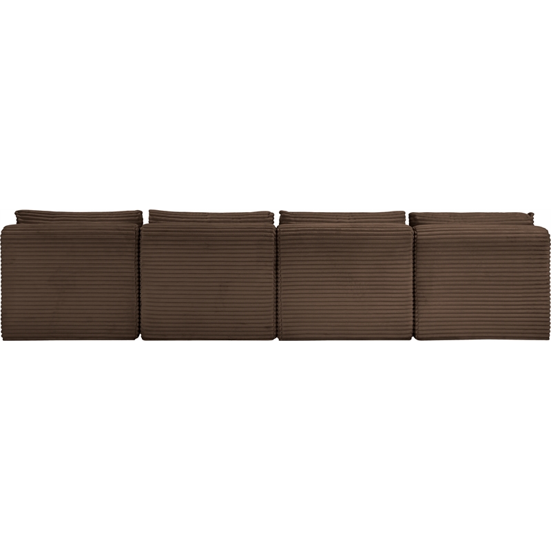 Bowery Hill Contemporary 4-Piece Brown Corduroy Performance Fabric Modular Sofa