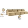 Bowery Hill Contemporary 4-Piece Camel Corduroy Performance Fabric Modular Sofa