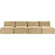 Bowery Hill Contemporary 4-Piece Camel Corduroy Performance Fabric Modular Sofa