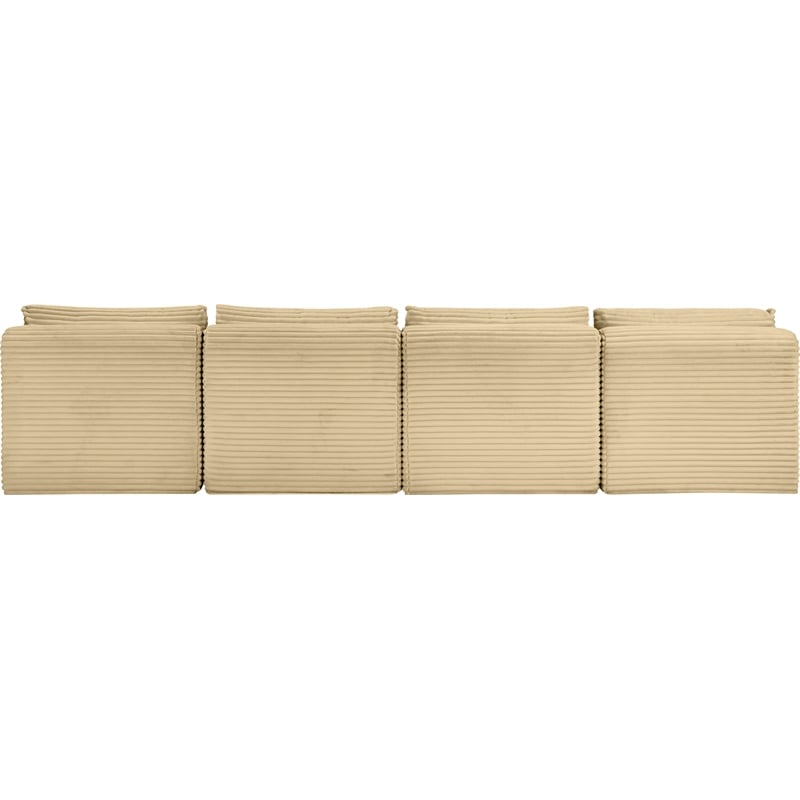 Bowery Hill Contemporary 4-Piece Camel Corduroy Performance Fabric Modular Sofa