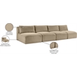Bowery Hill Contemporary 4-Piece Taupe Corduroy Performance Fabric Modular Sofa