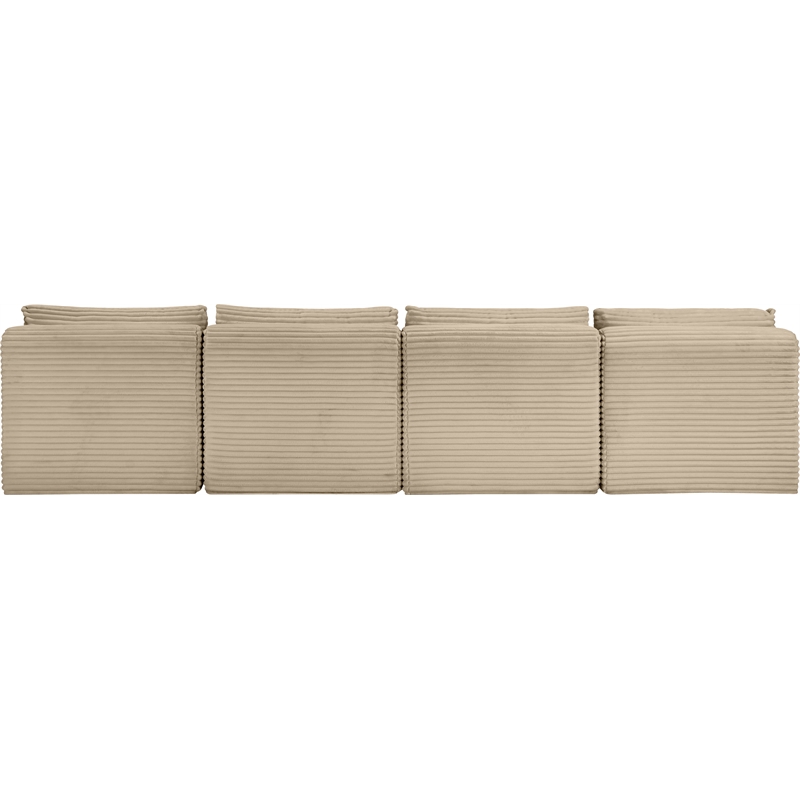 Bowery Hill Contemporary 4-Piece Taupe Corduroy Performance Fabric Modular Sofa