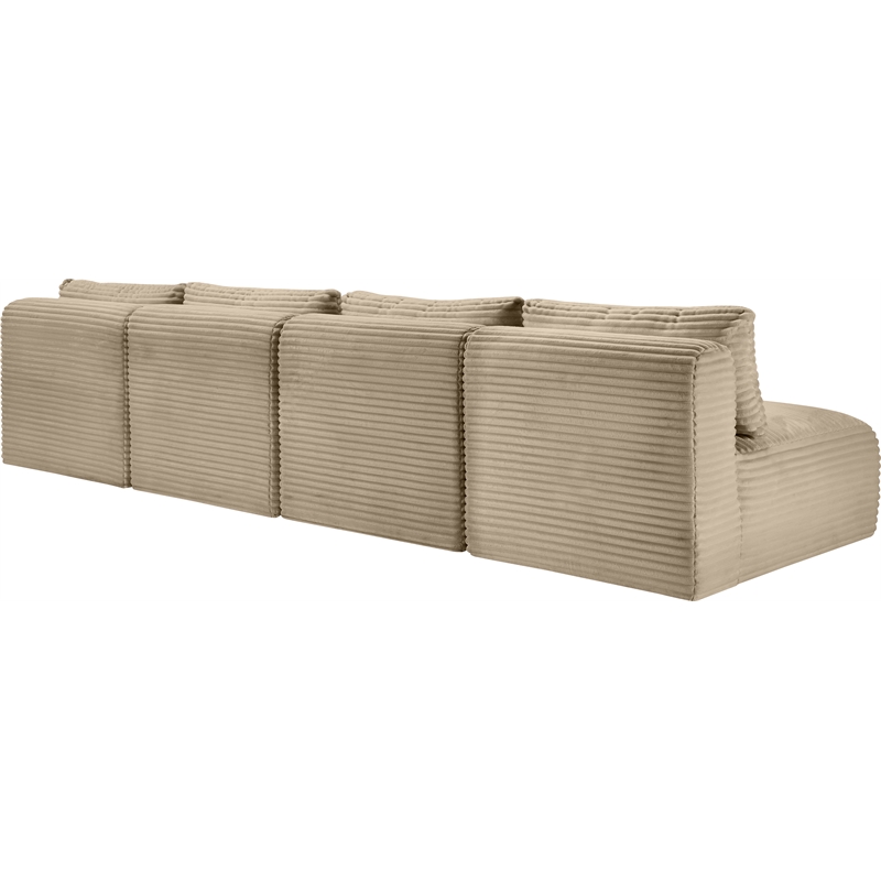 Bowery Hill Contemporary 4-Piece Taupe Corduroy Performance Fabric Modular Sofa