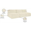 Bowery Hill Contemporary 3-Piece Cream Corduroy Performance Fabric Modular Sofa