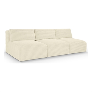 Bowery Hill Contemporary 3-Piece Cream Corduroy Performance Fabric Modular Sofa