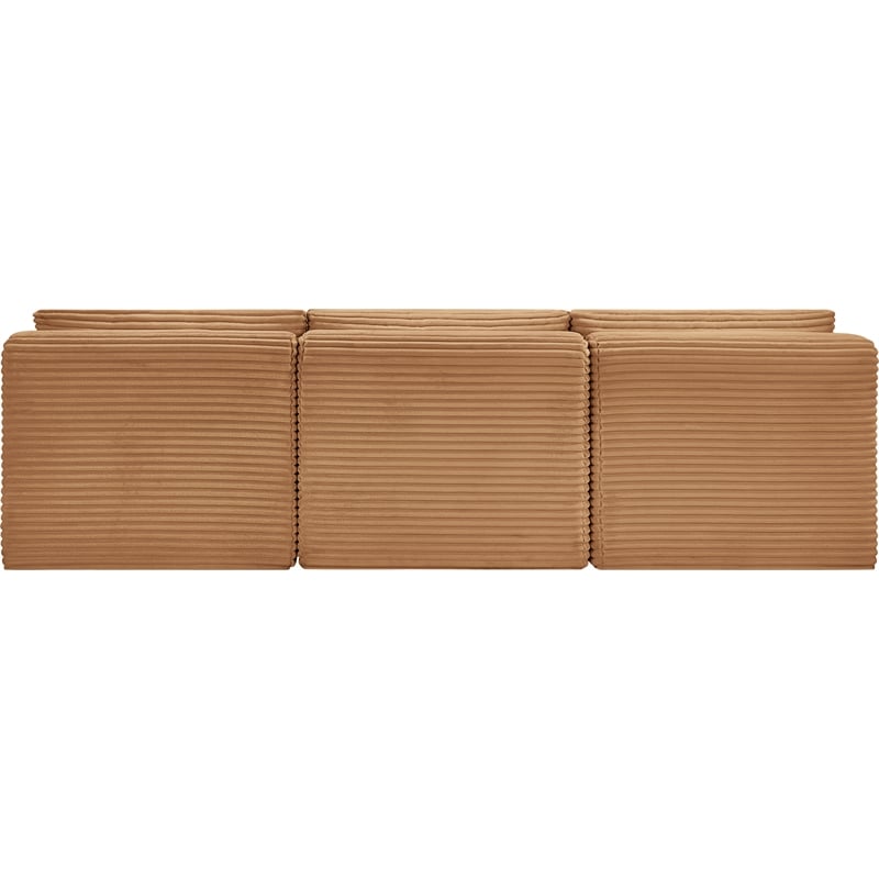 Bowery Hill Contemporary 3-Piece Saddle Corduroy Performance Fabric Modular Sofa
