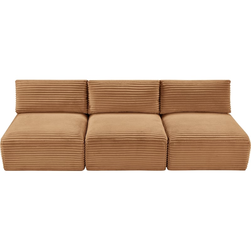 Bowery Hill Contemporary 3-Piece Saddle Corduroy Performance Fabric Modular Sofa