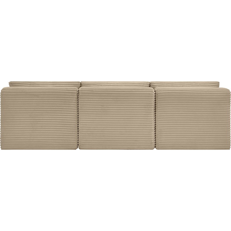 Bowery Hill Contemporary 3-Piece Taupe Corduroy Performance Fabric Modular Sofa