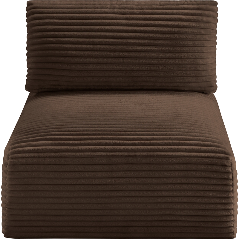 Bowery Hill Contemporary Brown Corduroy Performance Fabric Armless Chair