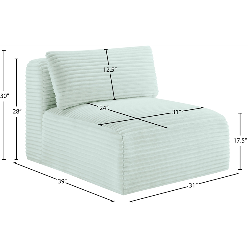 Bowery Hill Contemporary Mint Corduroy Performance Fabric Armless Chair