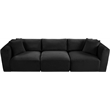 Bowery Hill Contemporary 3-Piece Black Corduroy Performance Fabric Modular Sofa