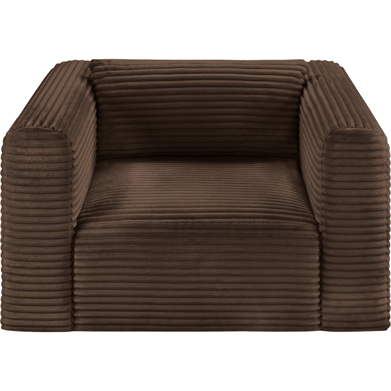 Bowery Hill Contemporary Brown Corduroy Performance Fabric Arm Chair