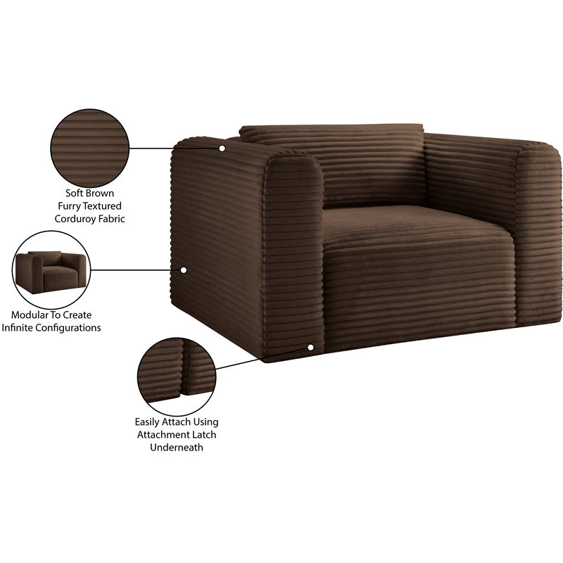 Bowery Hill Contemporary Brown Corduroy Performance Fabric Arm Chair