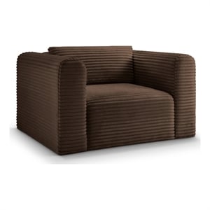 Bowery Hill Contemporary Brown Corduroy Performance Fabric Arm Chair