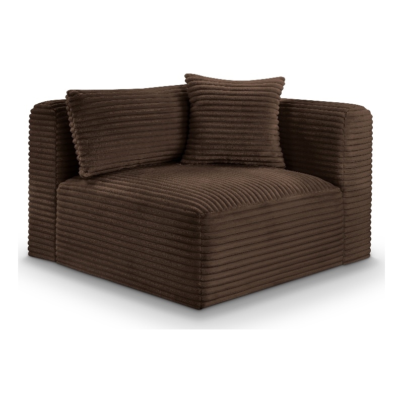 Bowery Hill Contemporary Brown Corduroy Performance Fabric Corner Chair