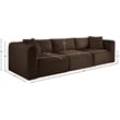 Bowery Hill Contemporary 3-Piece Brown Corduroy Performance Fabric Modular Sofa