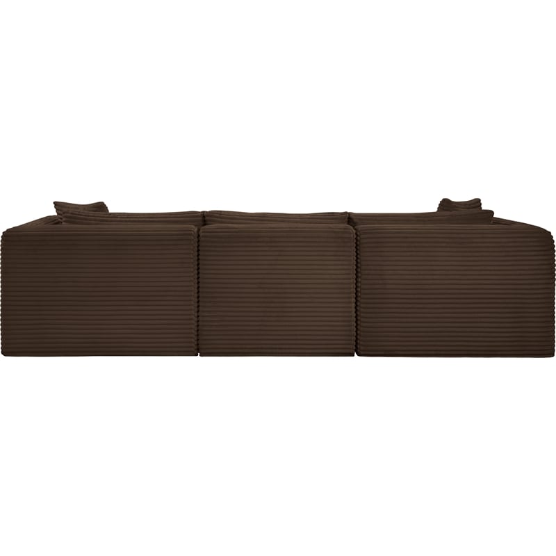 Bowery Hill Contemporary 3-Piece Brown Corduroy Performance Fabric Modular Sofa