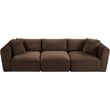 Bowery Hill Contemporary 3-Piece Brown Corduroy Performance Fabric Modular Sofa