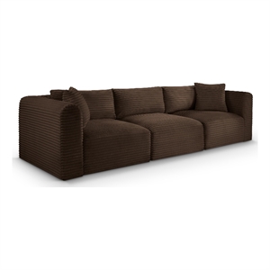 Bowery Hill Contemporary 3-Piece Brown Corduroy Performance Fabric Modular Sofa