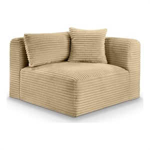 Bowery Hill Contemporary Camel Corduroy Performance Fabric Corner Chair