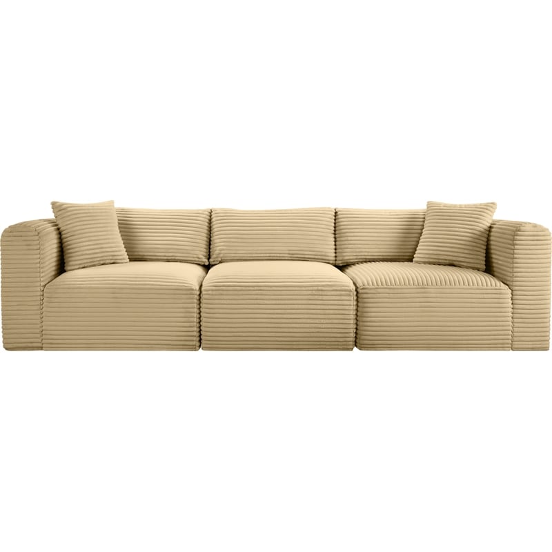 Bowery Hill Contemporary 3-Piece Camel Corduroy Performance Fabric Modular Sofa
