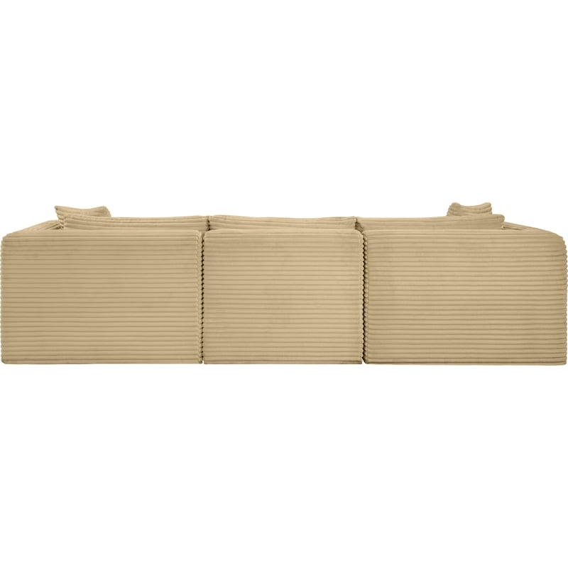 Bowery Hill Contemporary 3-Piece Camel Corduroy Performance Fabric Modular Sofa