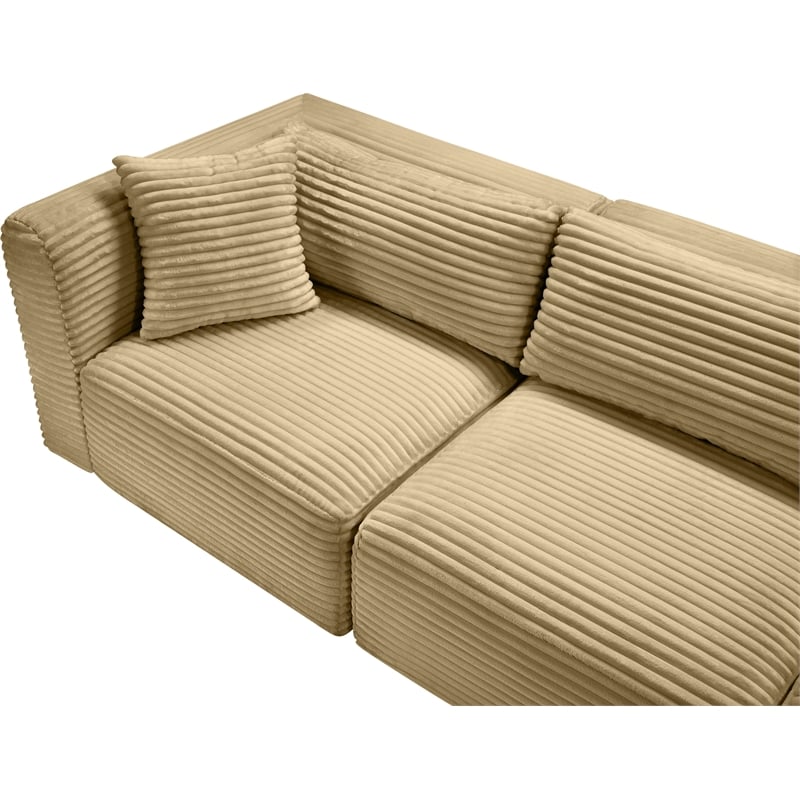 Bowery Hill Contemporary 3-Piece Camel Corduroy Performance Fabric Modular Sofa