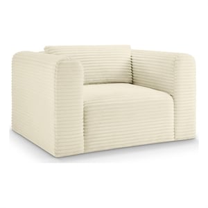 Bowery Hill Contemporary Cream Corduroy Performance Fabric Arm Chair