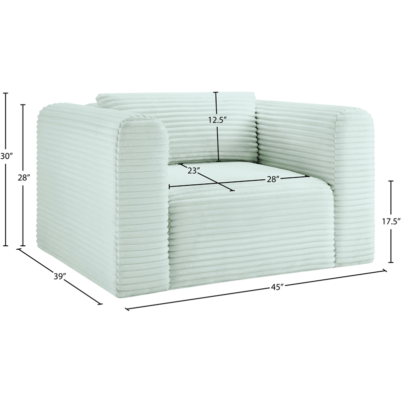 Bowery Hill Contemporary Mint Corduroy Performance Fabric Arm Chair