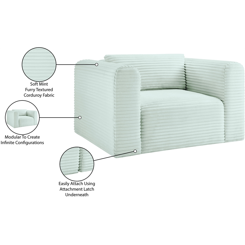 Bowery Hill Contemporary Mint Corduroy Performance Fabric Arm Chair