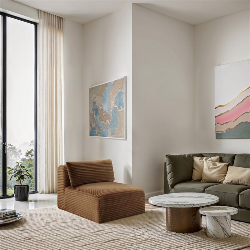 Bowery Hill Contemporary Saddle Corduroy Performance Fabric Armless Chair