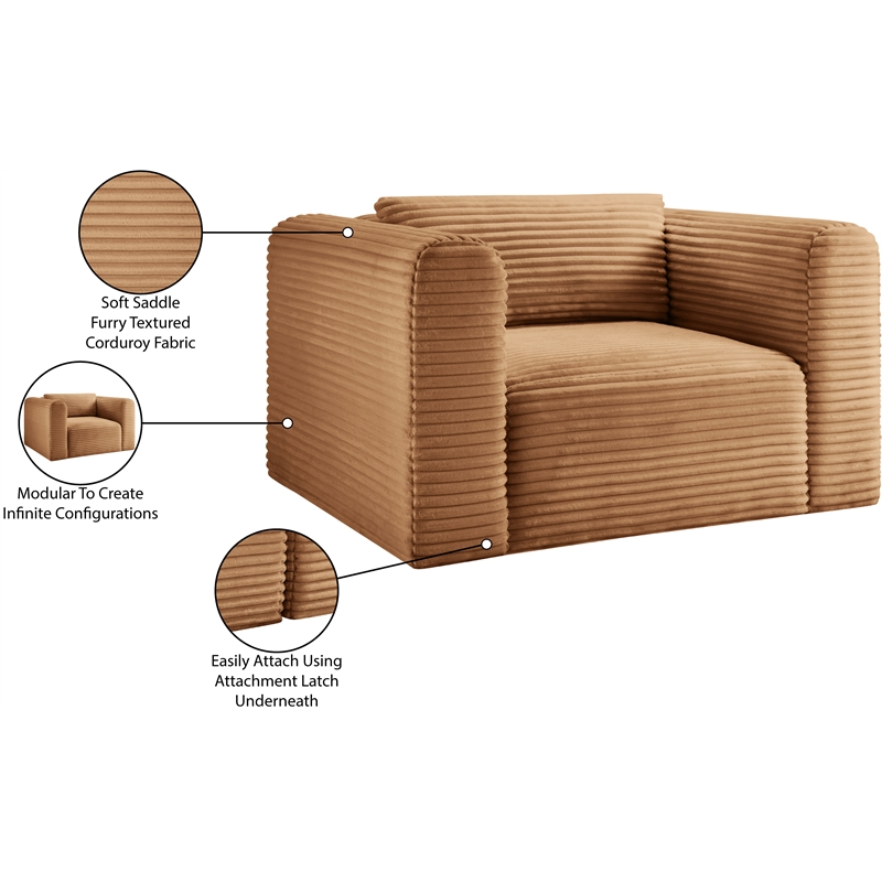 Bowery Hill Contemporary Saddle Corduroy Performance Fabric Arm Chair