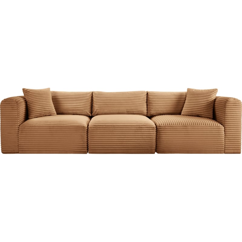 Bowery Hill Contemporary 3-Piece Saddle Corduroy Performance Fabric Modular Sofa