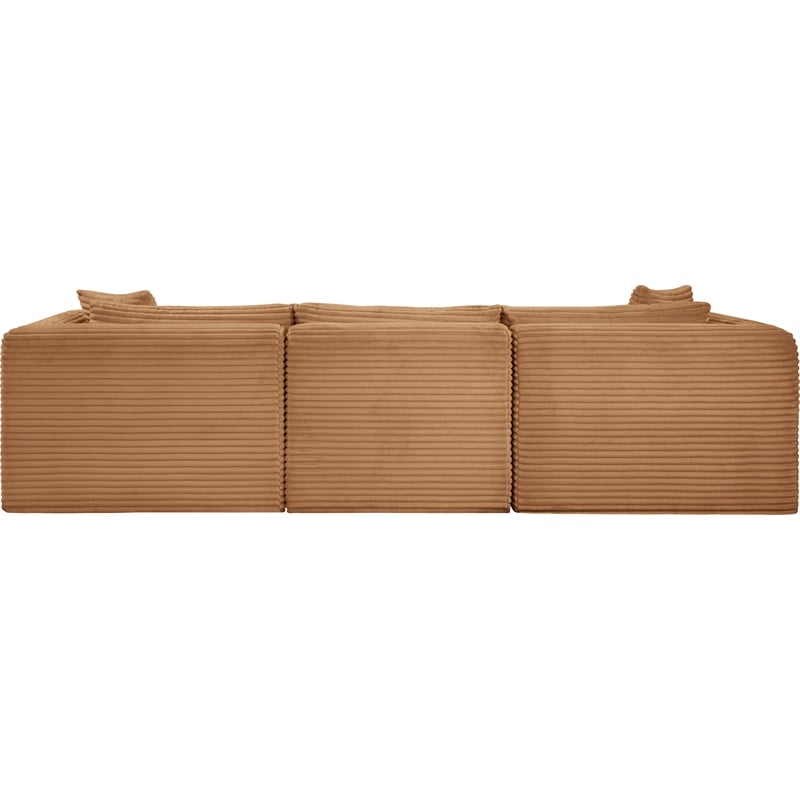 Bowery Hill Contemporary 3-Piece Saddle Corduroy Performance Fabric Modular Sofa