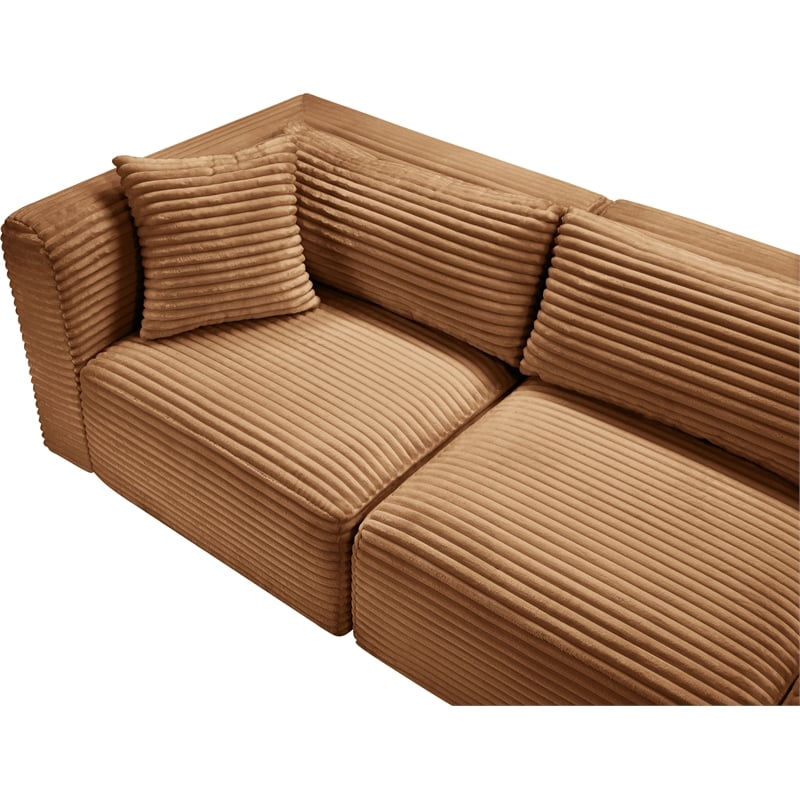 Bowery Hill Contemporary 3-Piece Saddle Corduroy Performance Fabric Modular Sofa