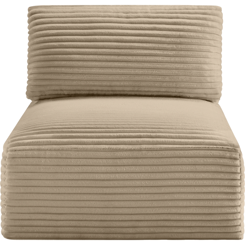 Bowery Hill Contemporary Taupe Corduroy Performance Fabric Armless Chair