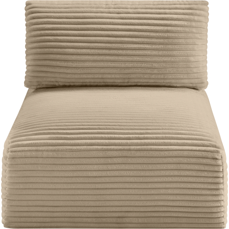 Bowery Hill Contemporary Taupe Corduroy Performance Fabric Armless Chair