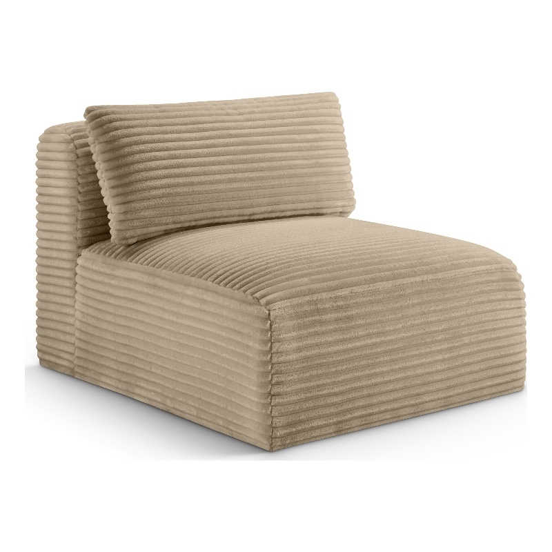 Bowery Hill Contemporary Taupe Corduroy Performance Fabric Armless Chair