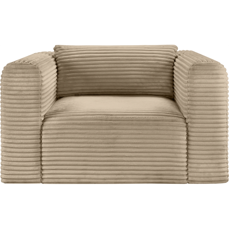 Bowery Hill Contemporary Taupe Corduroy Performance Fabric Arm Chair