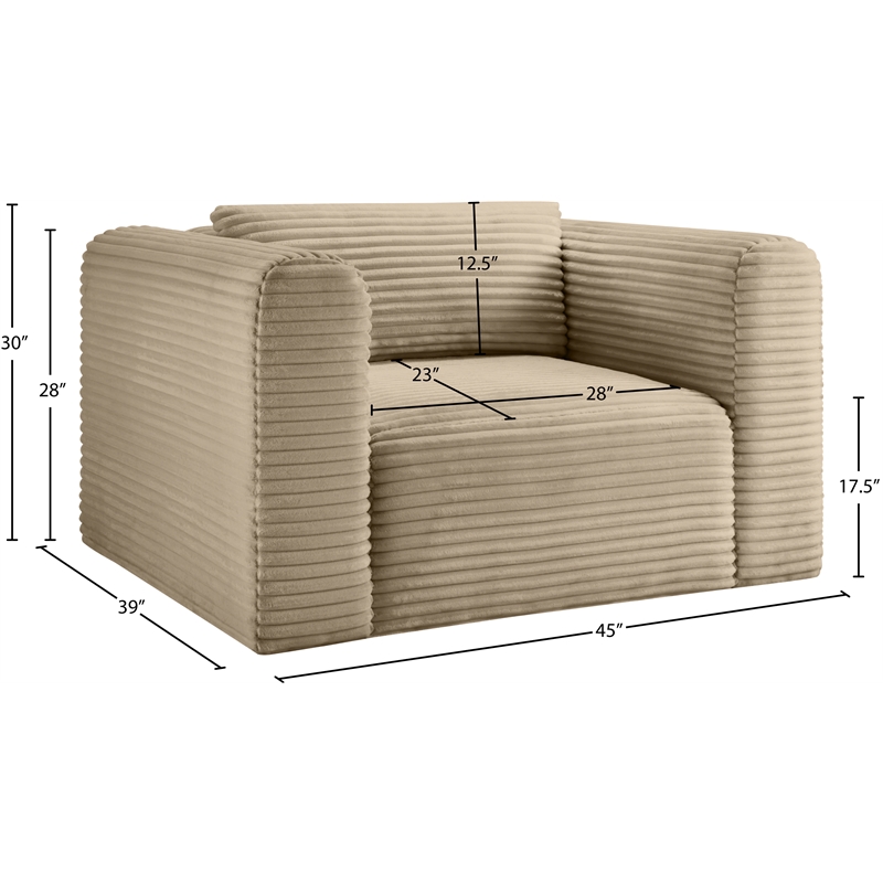 Bowery Hill Contemporary Taupe Corduroy Performance Fabric Arm Chair