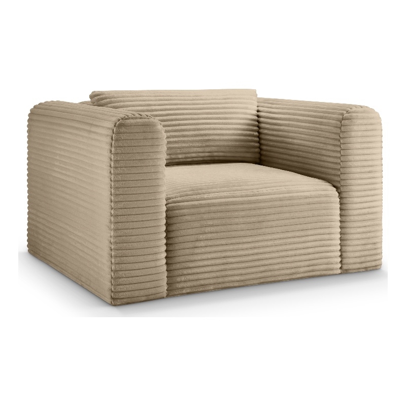 Bowery Hill Contemporary Taupe Corduroy Performance Fabric Arm Chair