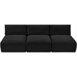 Bowery Hill Contemporary 3-Piece Black Corduroy Performance Fabric Modular Sofa