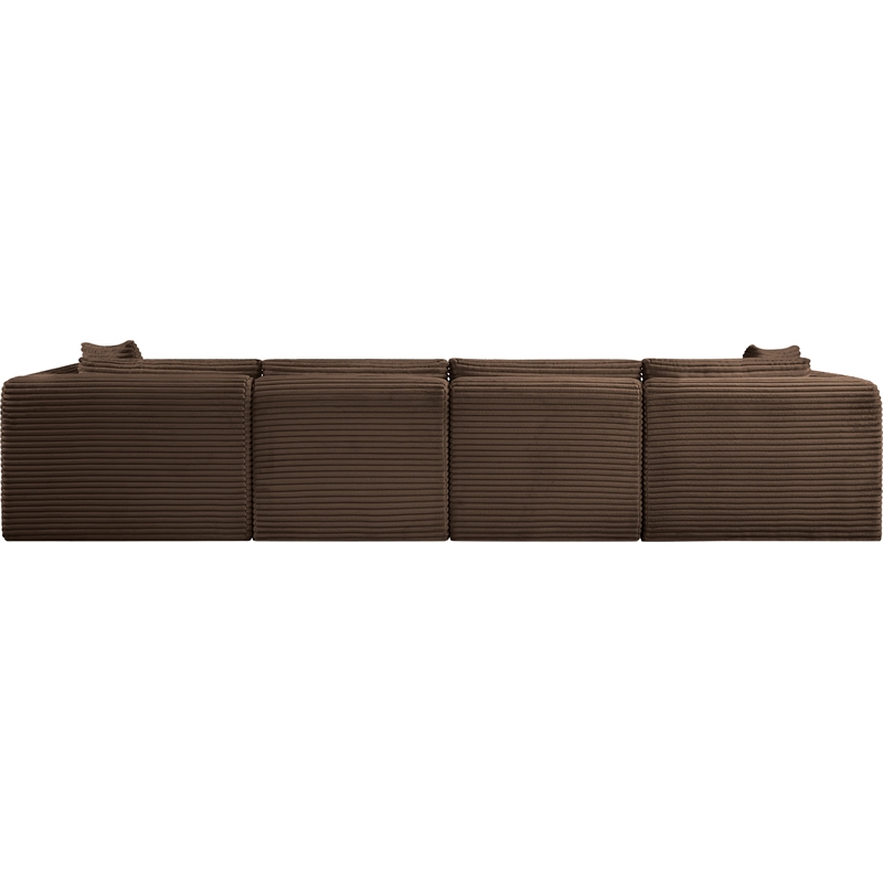 Bowery Hill Contemporary 4-Piece Brown Corduroy Performance Fabric Modular Sofa