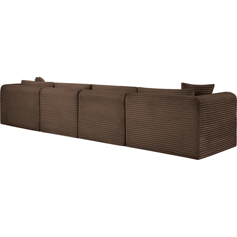 Bowery Hill Contemporary 4-Piece Brown Corduroy Performance Fabric Modular Sofa