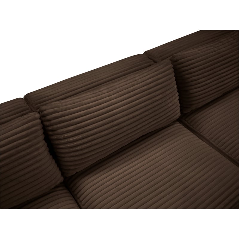 Bowery Hill Contemporary 4-Piece Brown Corduroy Performance Fabric Modular Sofa