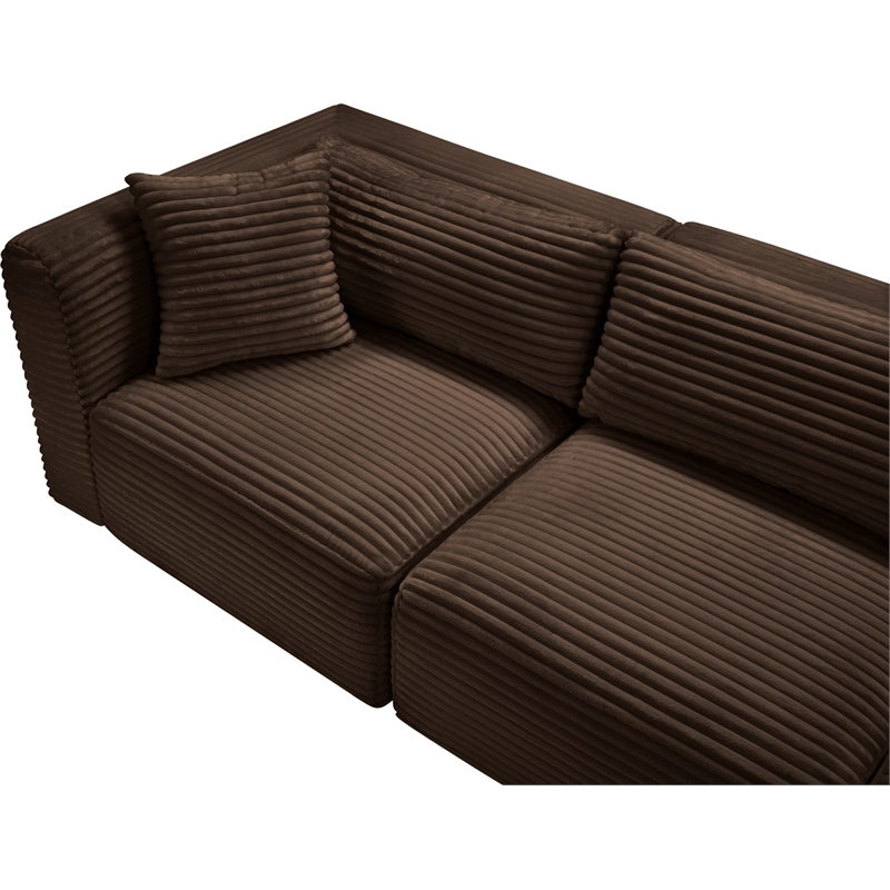 Bowery Hill Contemporary 4-Piece Brown Corduroy Performance Fabric Modular Sofa