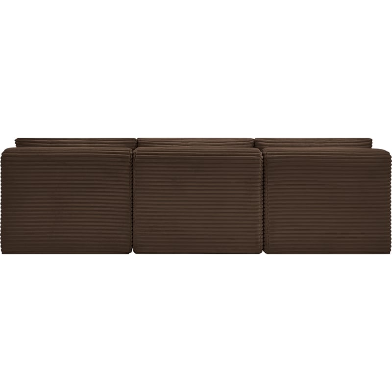 Bowery Hill Contemporary 3-Piece Brown Corduroy Performance Fabric Modular Sofa