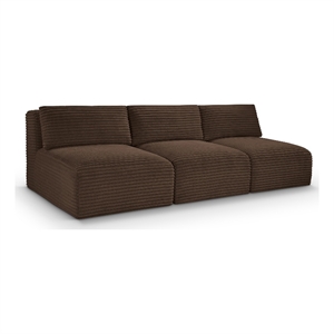 Bowery Hill Contemporary 3-Piece Brown Corduroy Performance Fabric Modular Sofa