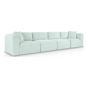 Bowery Hill Contemporary 4-Piece Mint Corduroy Performance Fabric Modular Sofa